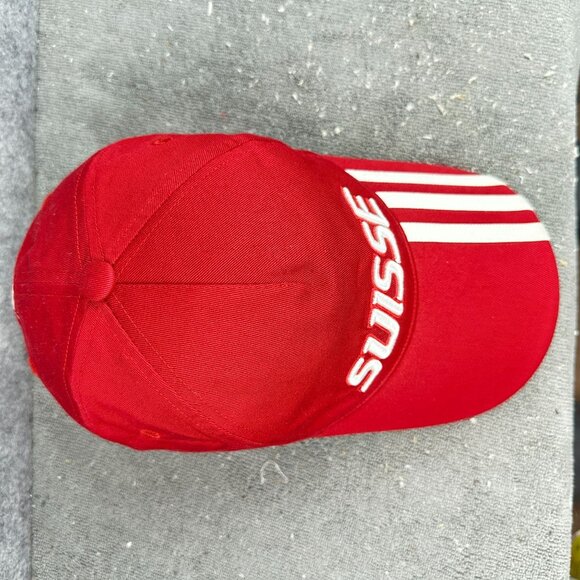 Adidas UEFA EURO 2008 Suisse Switzerland Red Baseball Cap Adjustable Hat Striped - Picture 13 of 16